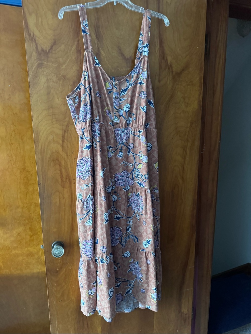Sonoma Rust Floral Tiered Midi Dress